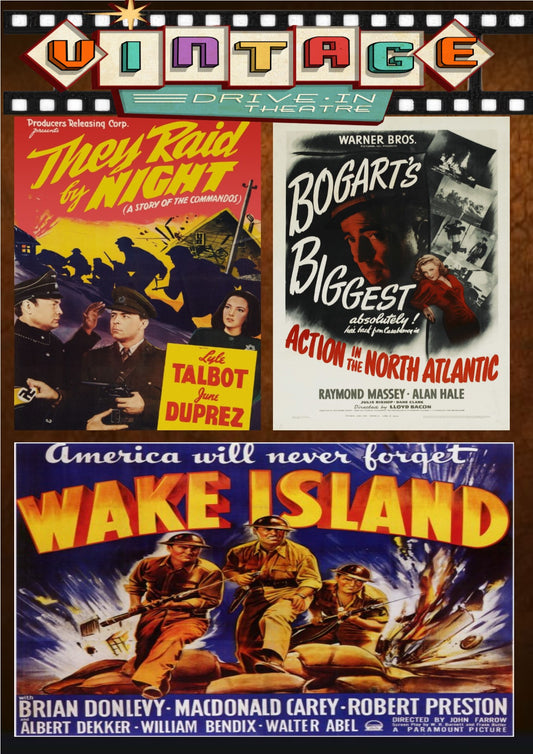 They Raid By Night + Wake Island + Action In The North Atlantic  DVD